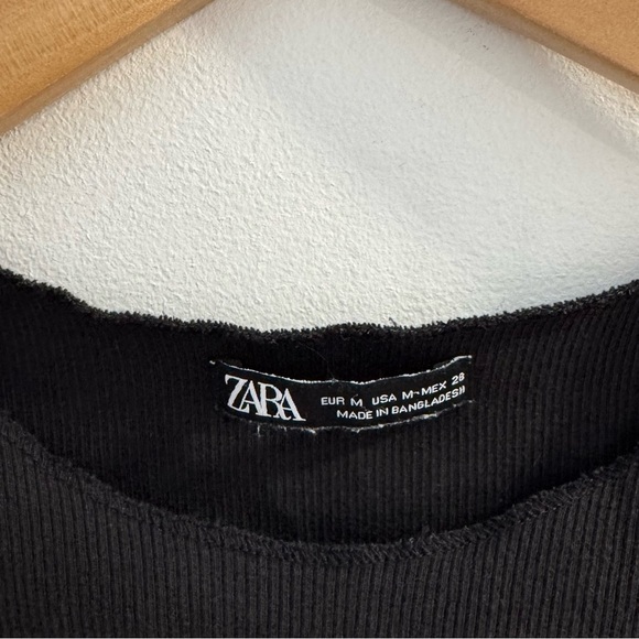 ZARA | Black Crop Round Neck Ribbed Tank Top Size Medium - Picture 4 of 4
